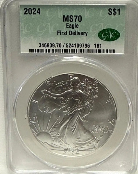2024 Silver Eagle $1 MS70 CAC – Pristine Gem, Certified Perfect Heritage Pastime