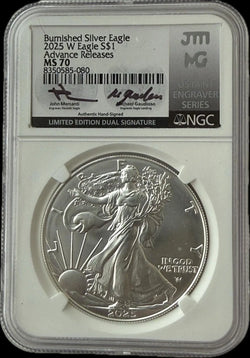 2025-W American Silver Eagle Pulido $1 – Lanzamientos Anticipados – MS70