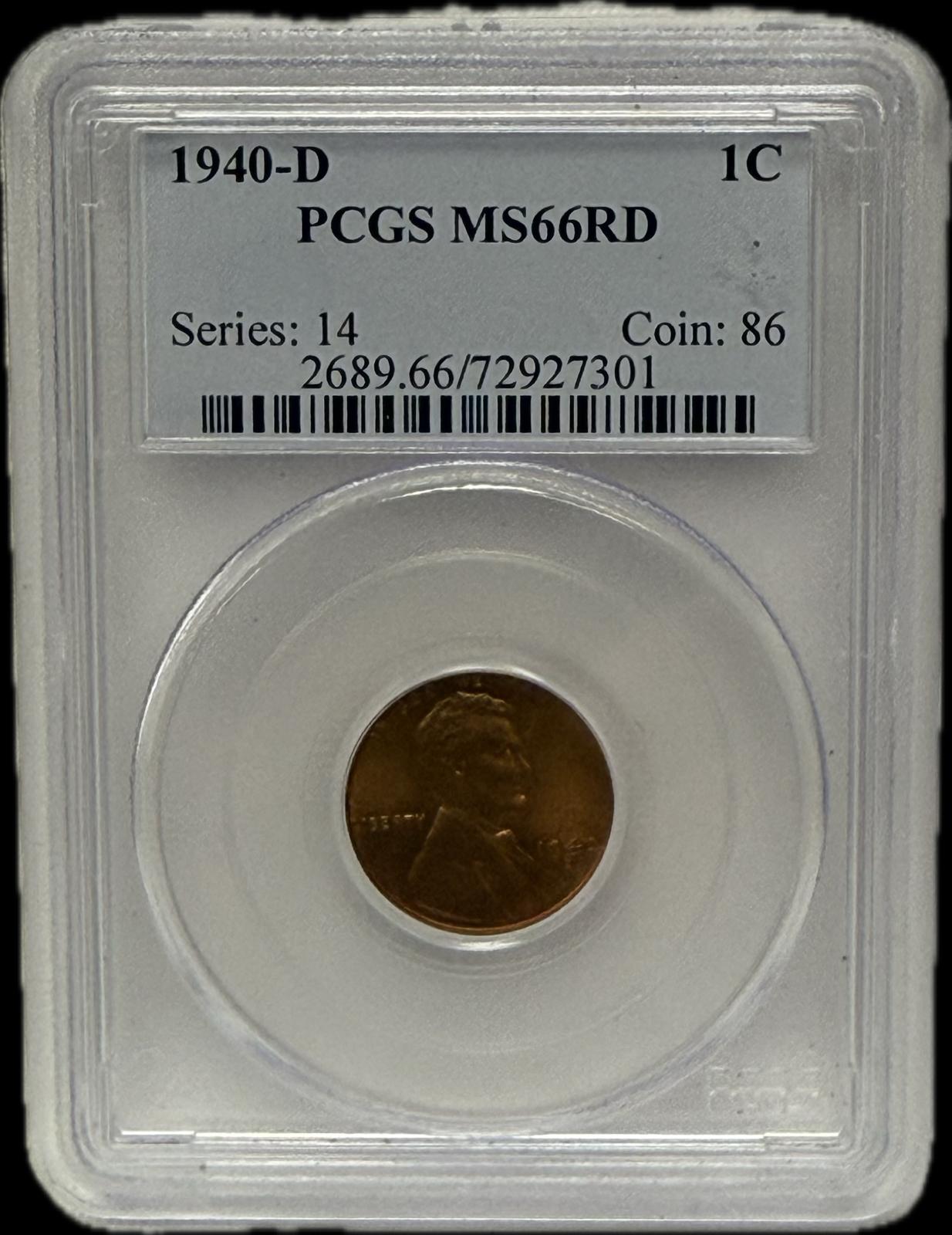 1940-D 1C MS66RD Series:14 Coin:86