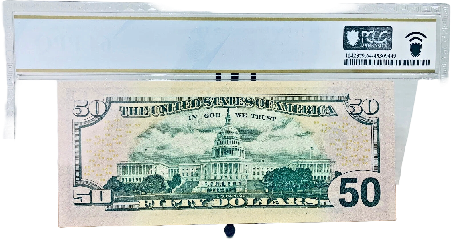 2004 $50 FRN PCGS 64PPQ Fancy PARTIAL REVERSE LADDER BOOKEND Serial #EG00432100A