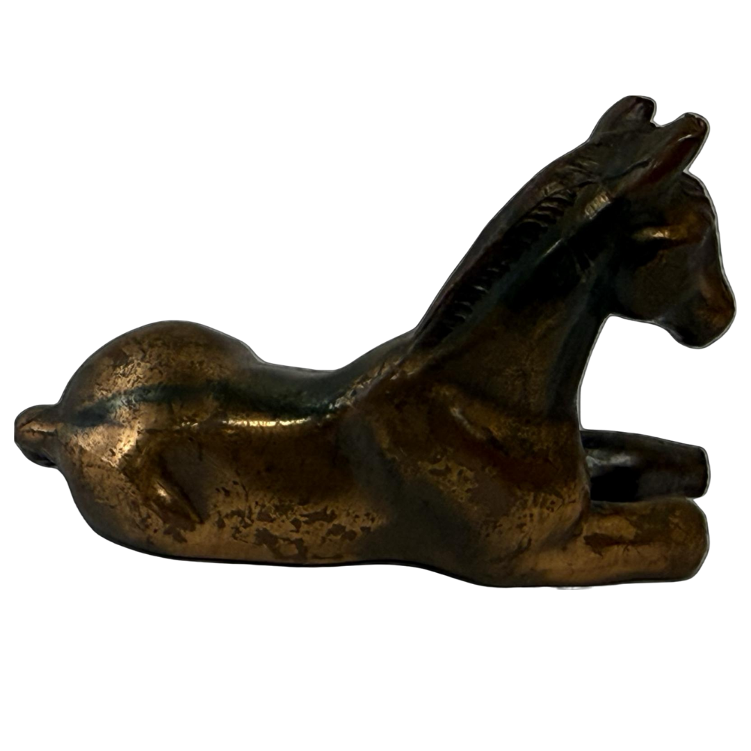 Vintage Bronze Horse on Ground Sculpture by Debi Pollock.