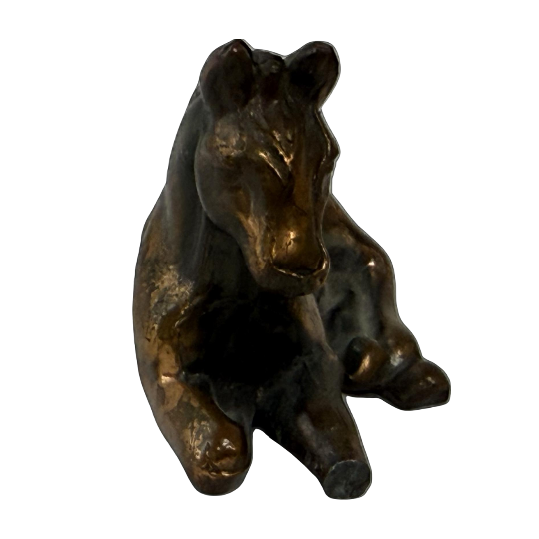 Vintage Bronze Horse on Ground Sculpture by Debi Pollock.
