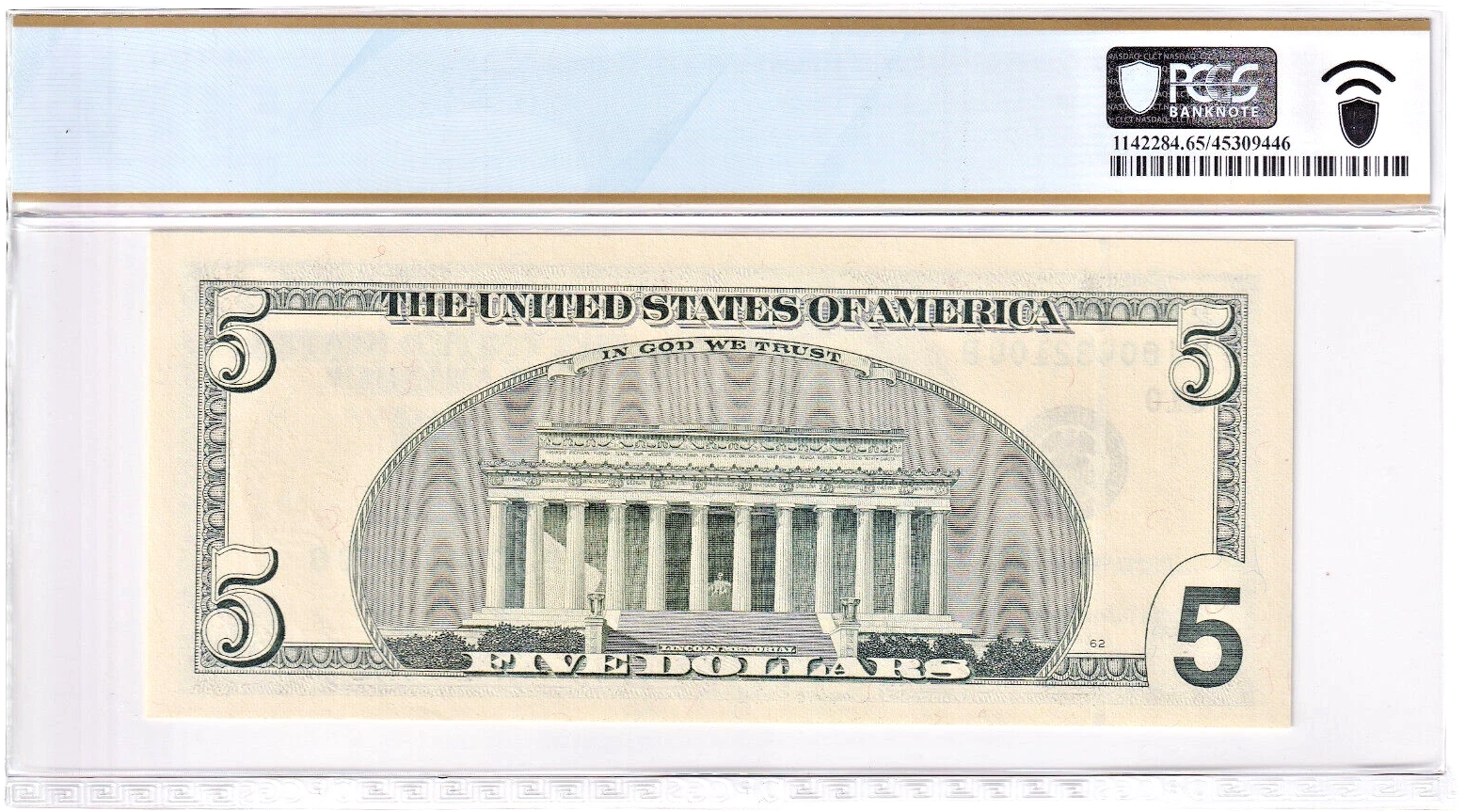 2003A $5 FRN PCGS 65PPQ Fancy PARTIAL REVERSE LADDER BOOKEND Serial #FJ00432100B