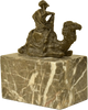 Arab Man Camel Rider Bronze Sculpture | Lost Wax Cast | Marble Base | Detailed Desert Scene Heritage Pastime