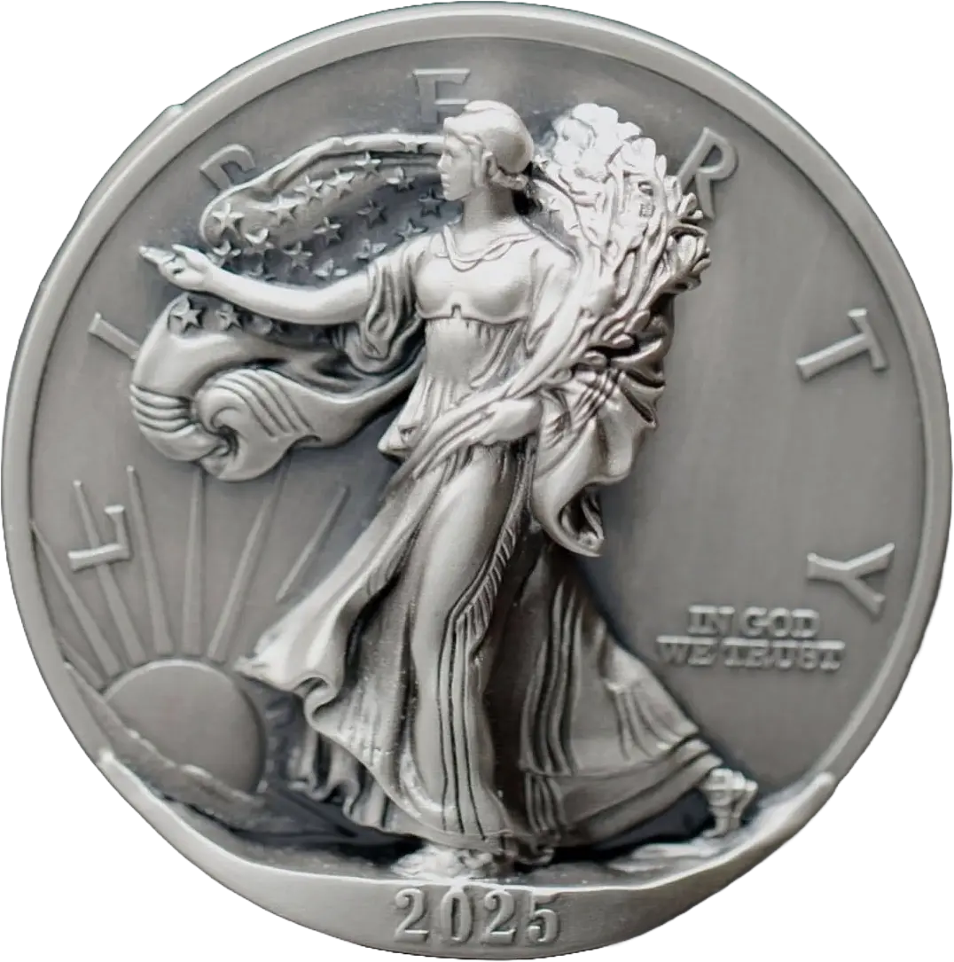 Beyond Relief 2025 First Day of Issue 5oz Type 2 Silver Eagle – Oglala Lakota Sioux Nation, MS70 Antiqued, Limited Edition #1290/2025 Coin Hub