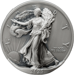 Beyond Relief 2025 First Day of Issue 5oz Type 2 Silver Eagle – Oglala Lakota Sioux Nation, MS70 Antiqued, Limited Edition #1344/2025