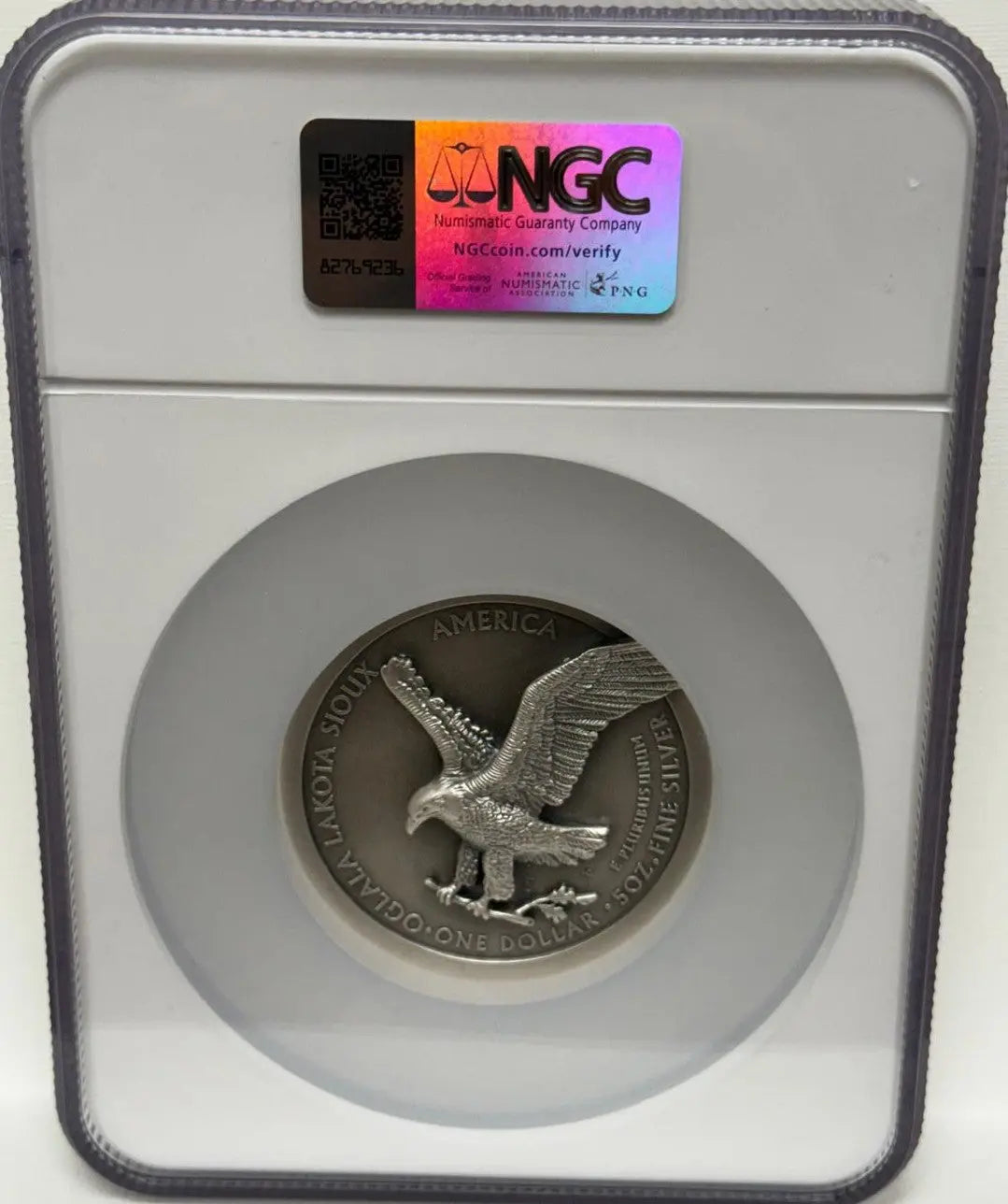 Beyond Relief 2025 First Day of Issue 5oz Type 2 Silver Eagle – Oglala Lakota Sioux Nation, MS70 Antiqued, Limited Edition #1344/2025 Coin Hub