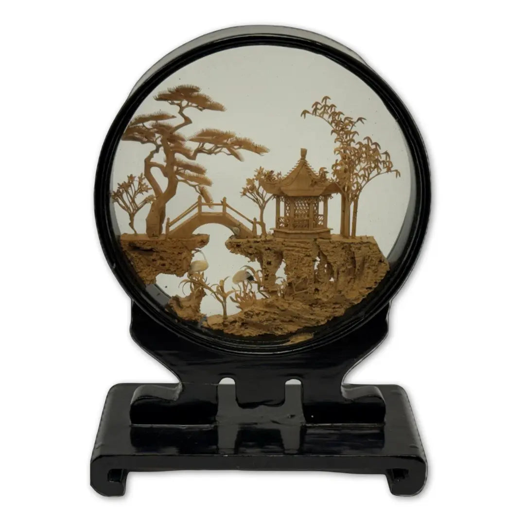 Chinese Cork Carving Diorama Coin Hub
