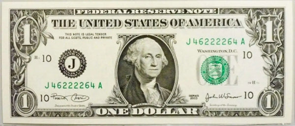 Collectible 2003 $1 Note - K.C. Fancy Radar Number 46222264 - A Must-Have for Any Currency Collecto Heritage Pastime