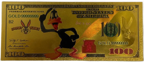 Daffy Duck Looney Tunes Gold Foil Note – 24K Gold Plated Collectible Novelty Bill Heritage Pastime