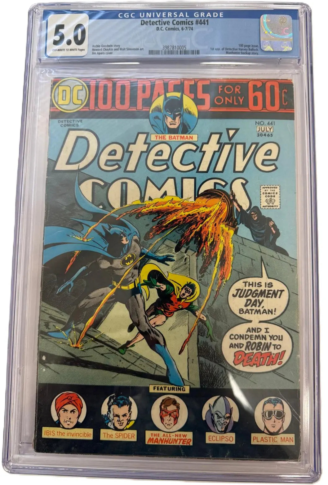 Detective Comics #441 (July 1974) CGC 5.0 – First Appearance of Harvey Bullock | 100-Page Super Spectacular Heritage Pastime
