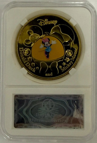 Disneyana Gold-Plated Commemorative Coin – Mickey Mouse, Donald Duck & Minnie Mouse Collectible (Encapsulated) Heritage Pastime
