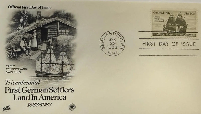 First Day Cover (FDC) 1983 – Tricentennial of First German Settlers in America (1683–1983) | Germantown, PA Commemorative Cover Heritage Pastime