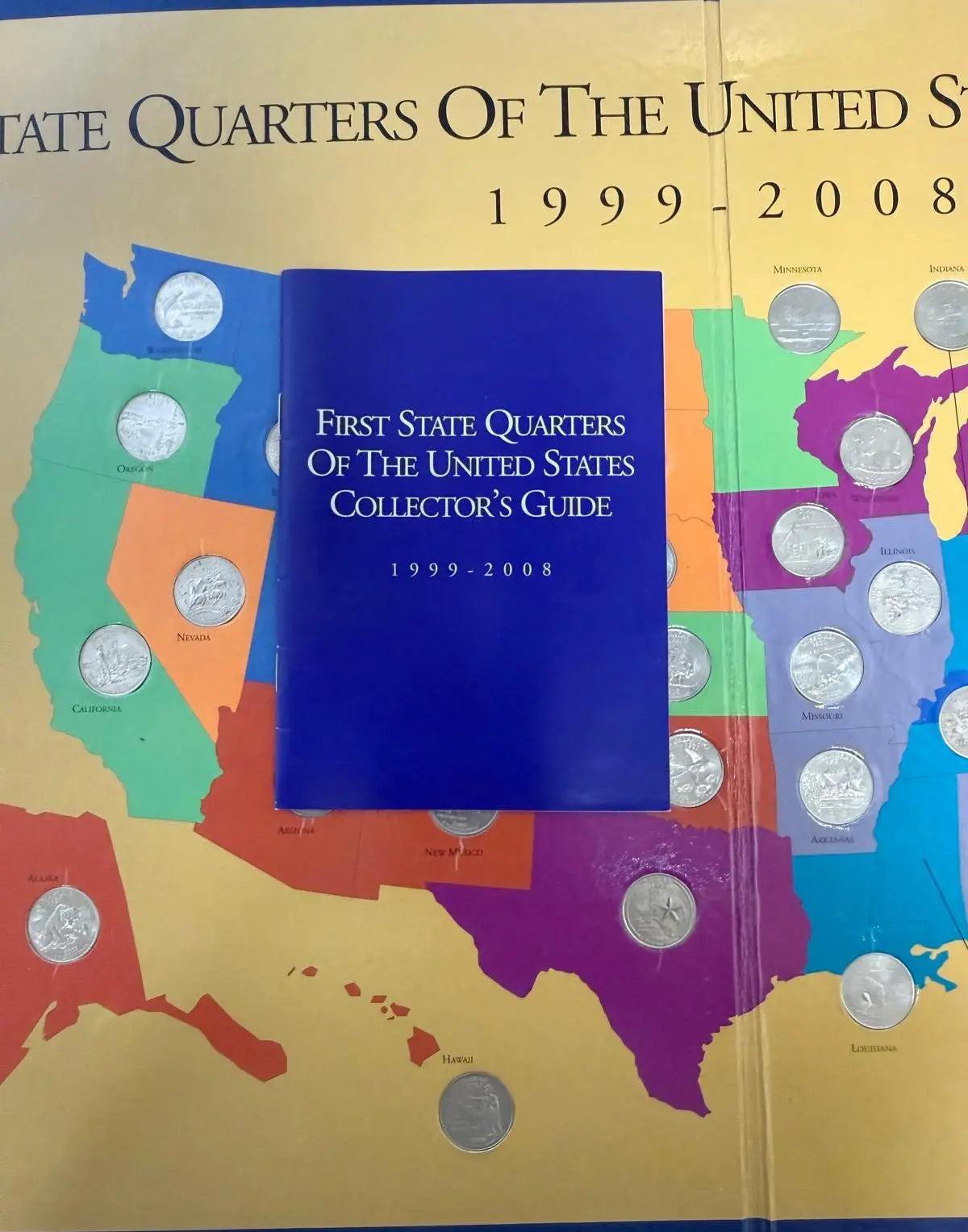 First State Quarters of the United States Collector’s Map (1999-2008) – Complete Set Display Coin Hub