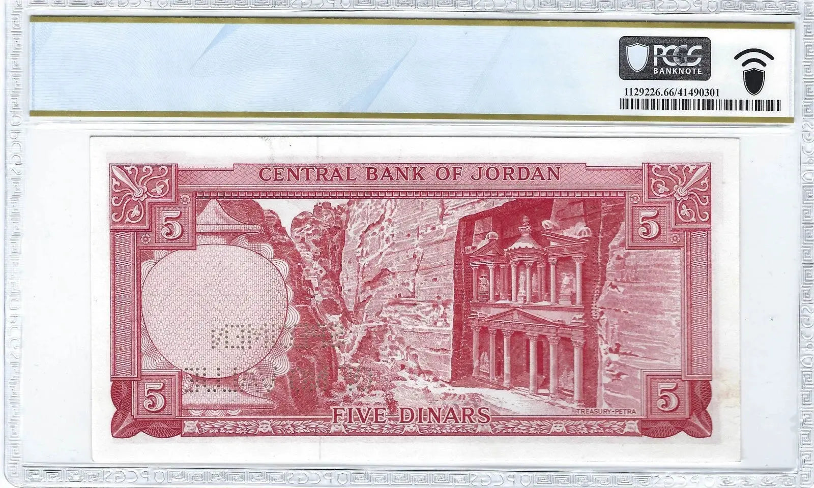 Jordan 5 Dinars King Hussein Specimen P11s (1959/1965) Serial #AA000000 PCGS 66PPQ Gem UNC – Ultra Rare Heritage Pastime
