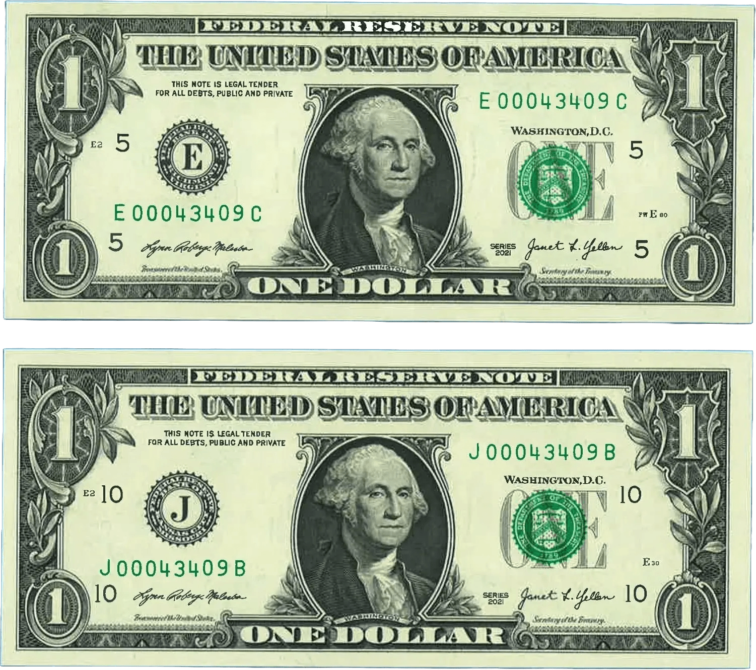 LOW DUPLICATE SERIAL NUMBER MATCHING DOLLAR NOTES! –SAME SERIALS Heritage Pastime