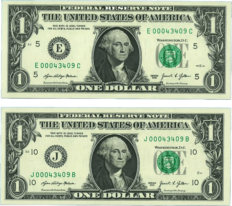 LOW DUPLICATE SERIAL NUMBER MATCHING DOLLAR NOTES! –SAME SERIALS Heritage Pastime