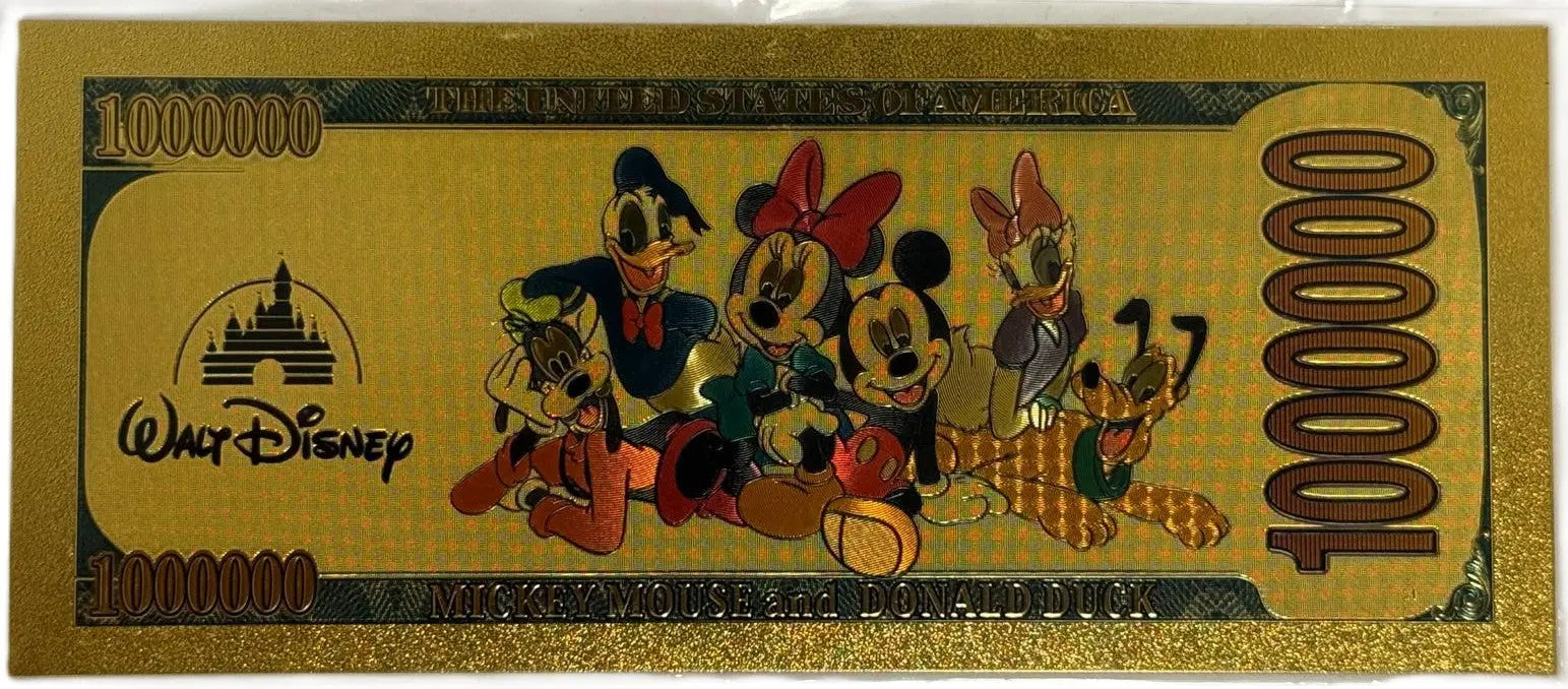 Mickey Mouse “One Million Dollars” Gold Foil Note – 24K Gold Plated Collectible Novelty Bill Heritage Pastime