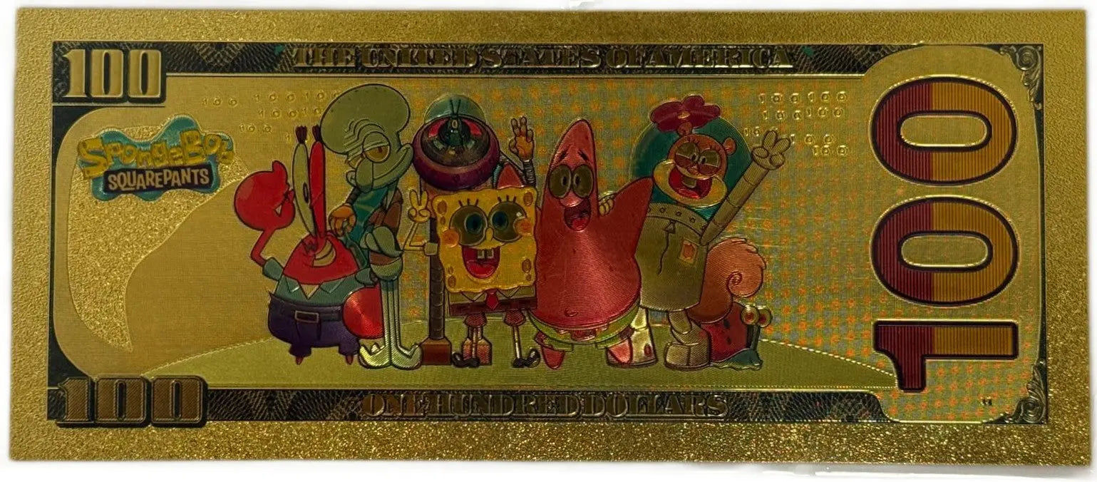 Mr. Krabs SpongeBob $100 Novelty Gold Foil Note – 24K Gold Plated Collectible Bill Heritage Pastime