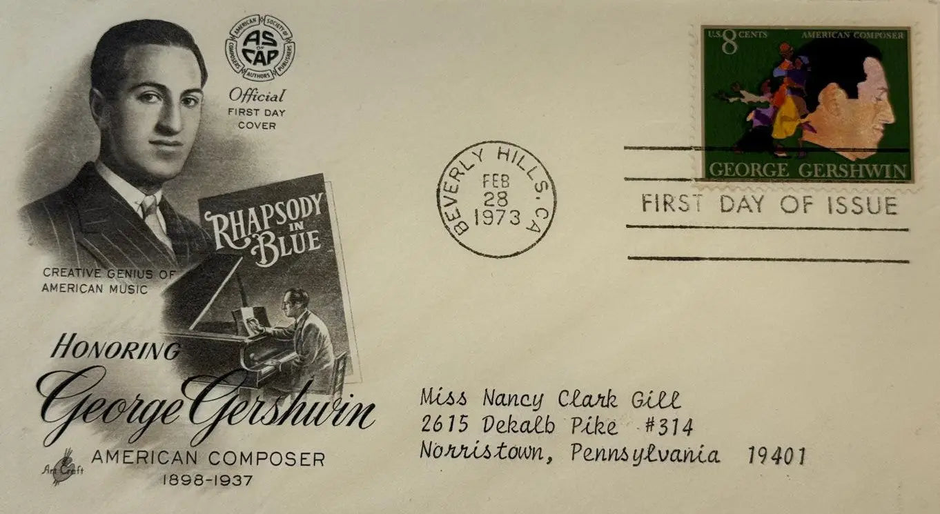 Official First Day Cover (FDC) Honoring George Gershwin (1898–1937) | Rare U.S. Commemorative Postal Cover Heritage Pastime