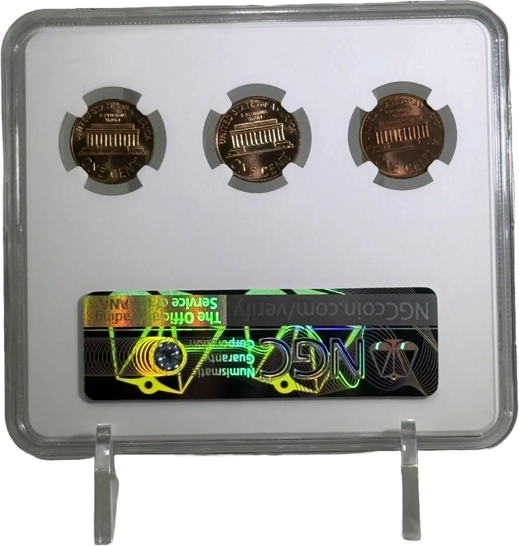 Rare 1965, 1966, & 1967 SMS Cents – All San Francisco Mint, NGC MS67RD Tri-Holder Coin Hub