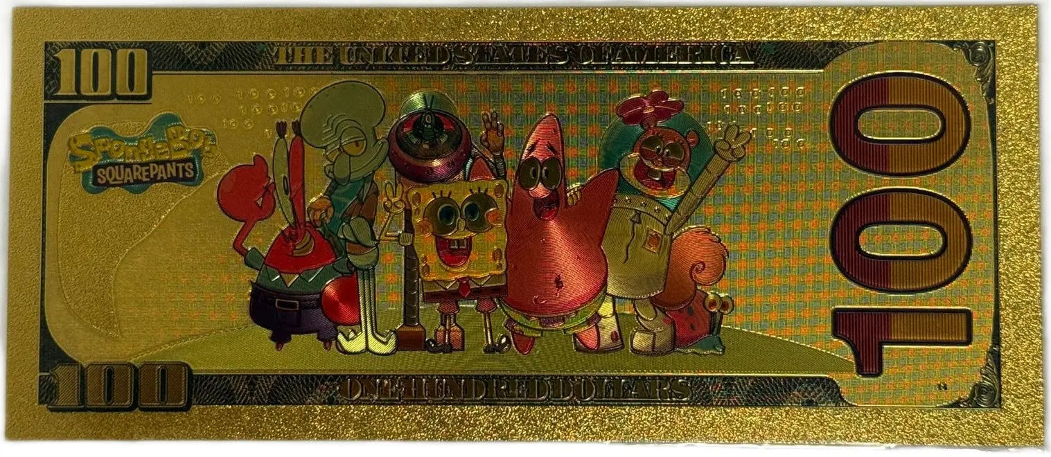 Sandy Cheeks SpongeBob $100 Novelty Gold Foil Note – 24K Gold Plated Collectible Bill Heritage Pastime