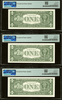 Five-piece matching $1 Radar serial note collection in PMG 65 to 67 grades