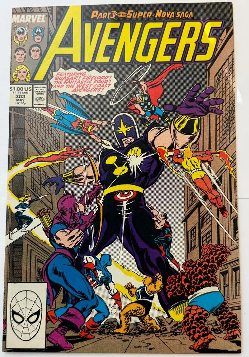 The Avengers #303 (1989) – Marvel Comics Copper Age Issue | Quasar, Hawkeye & Fantastic Four Appearance Heritage Pastime