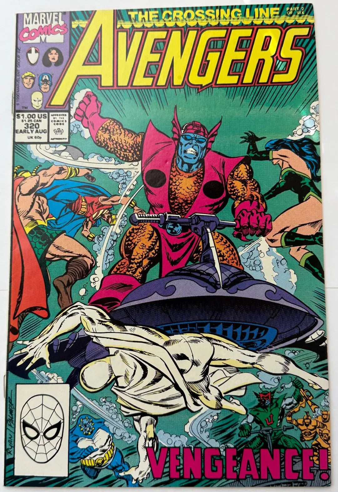 The Avengers #320 (1990) – Marvel Comics Copper Age Issue | “The Crossing Line” Part 2 | Atlantean Attack Storyline Heritage Pastime