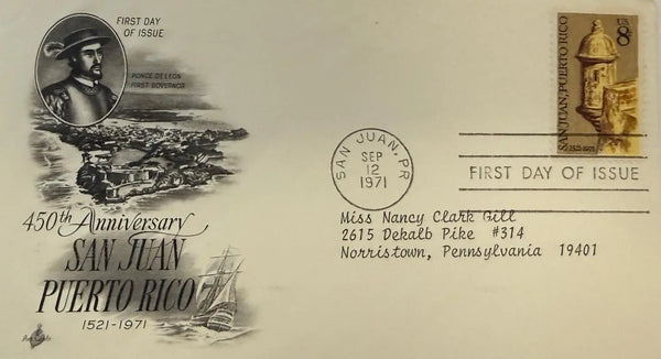United States First Day Cover (FDC) 1971 – 450th Anniversary of San Juan, Puerto Rico | Rare Commemorative Postal Cover Heritage Pastime
