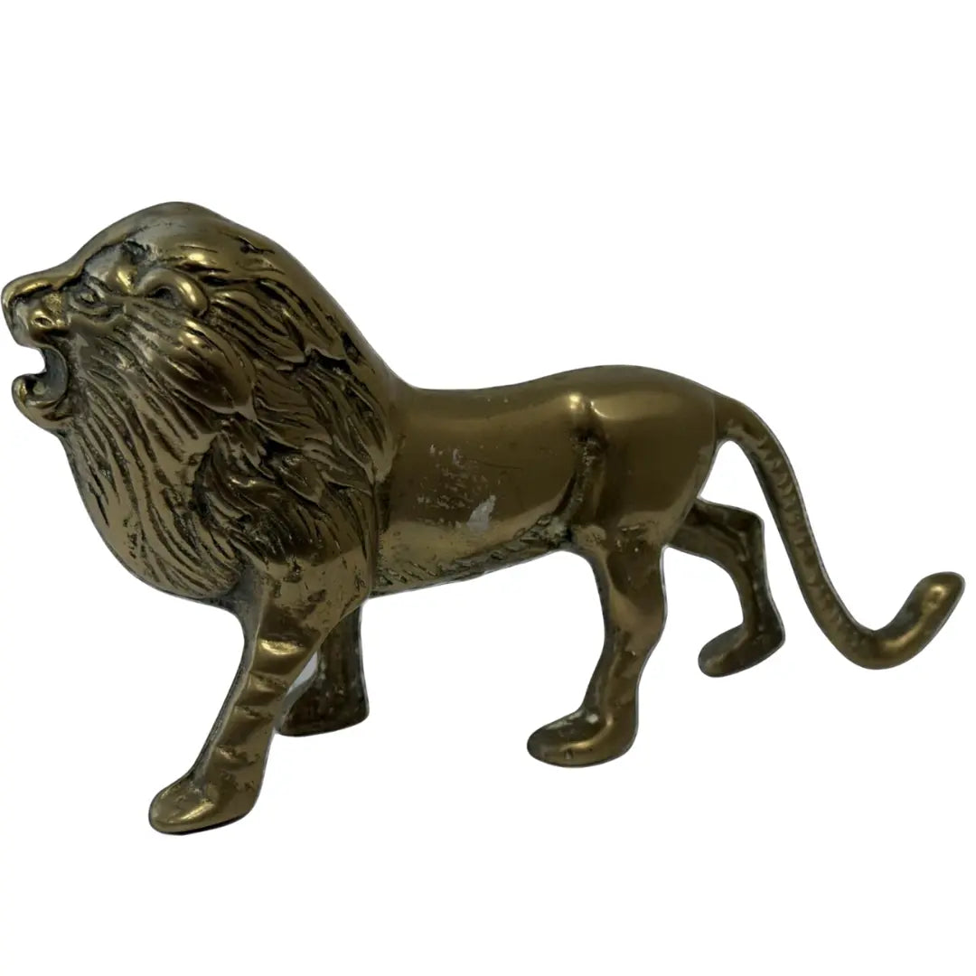 Vintage Brass Lion Figurine. Coin Hub
