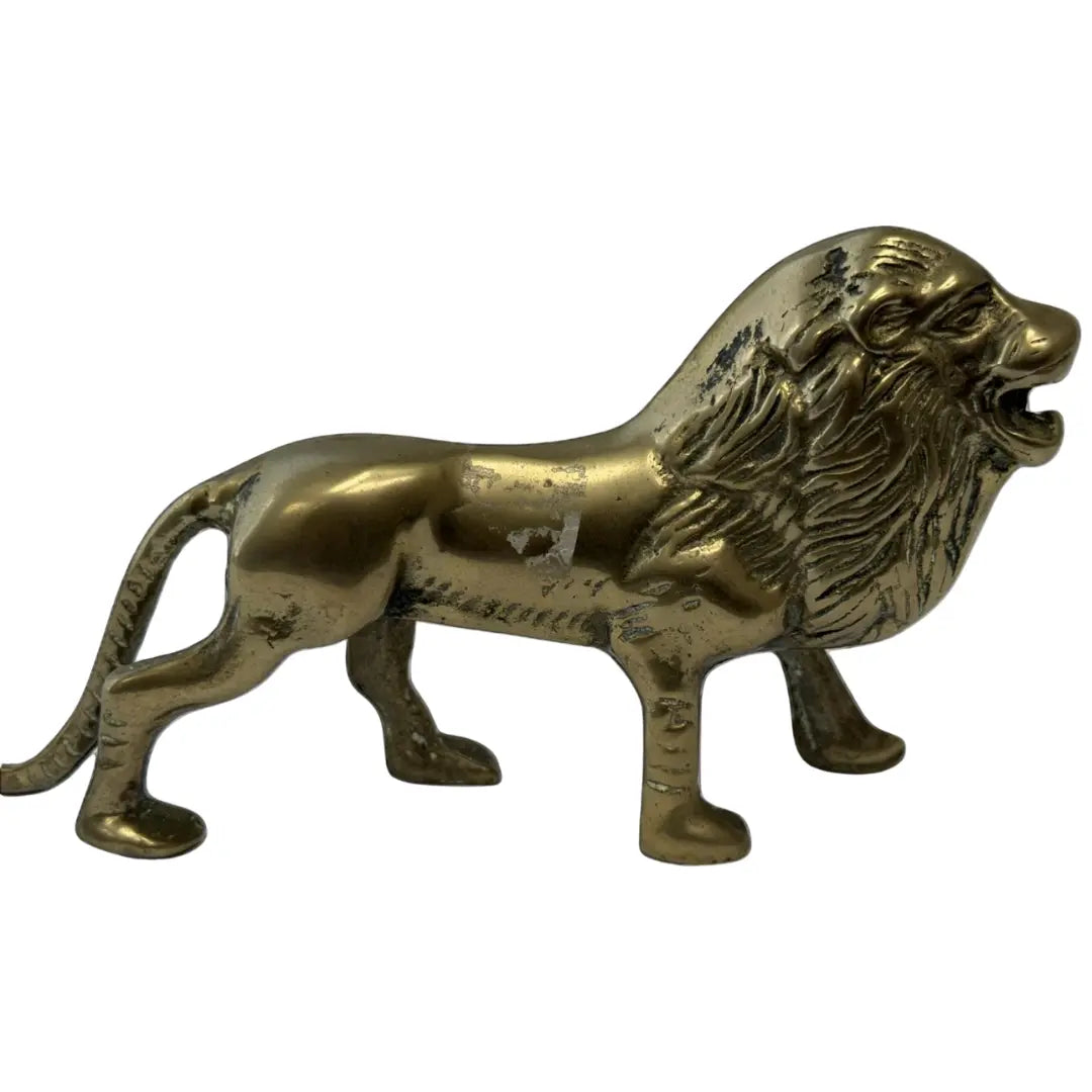 Vintage Brass Lion Figurine. Coin Hub