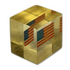 Vintage Lucite, acrylic, or resin paperweight with a US American flag embedded inside. Heritage Pastime