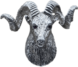 Vintage Navajo Sterling Silver Bighorn Sheep Bolo Tie Slide with Ruby Eyes – 56.6 Grams