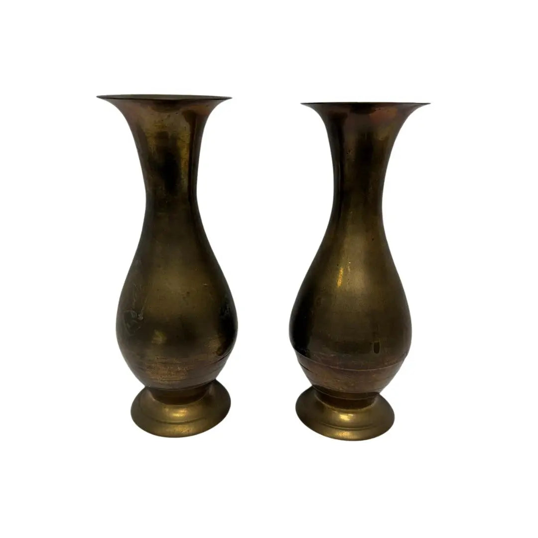 Vintage Solid Brass Bud Vases Coin Hub