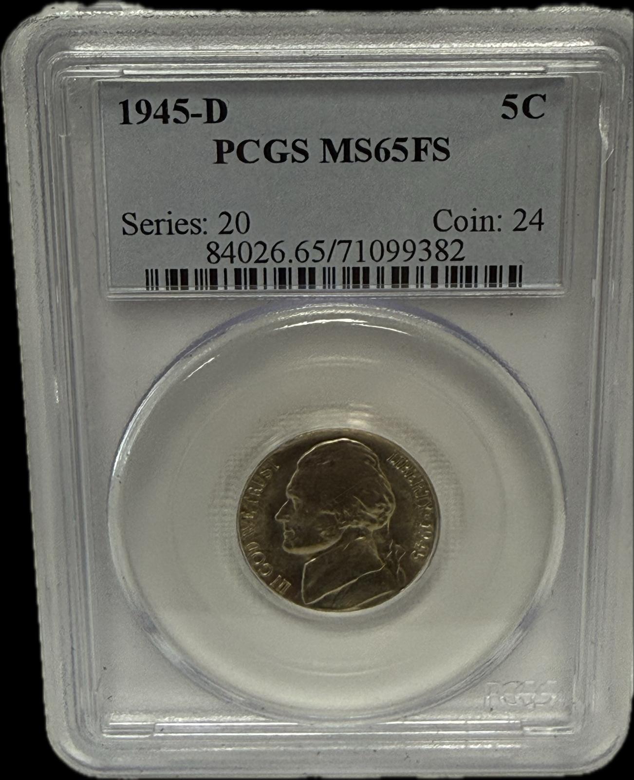 1945-D 5C PCGS MS65FS Series:20 Coin: 24