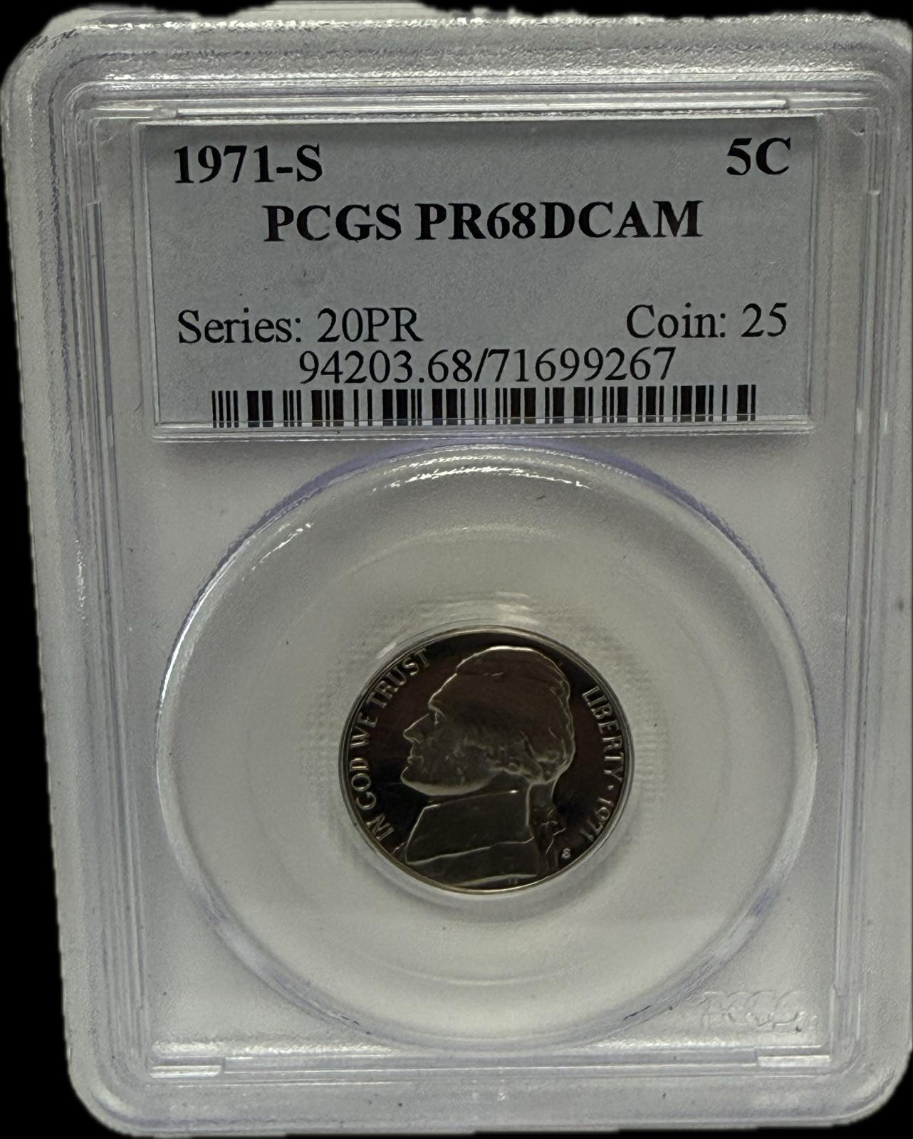 1971-S 5C PCGS PR68 DCAM Series:20PR Coin:25