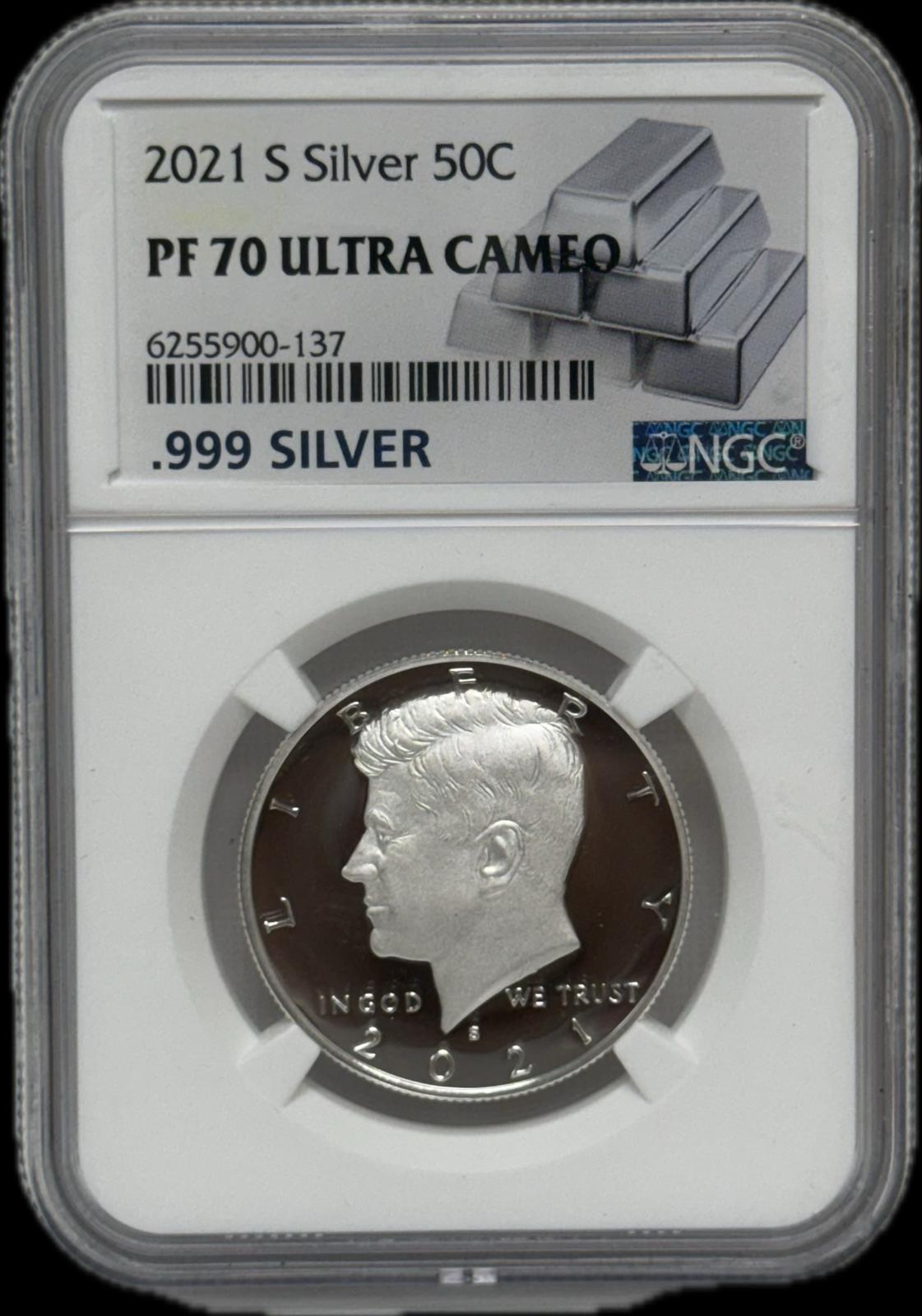 2021-S SILVER 50C PF70 ULTRA CAMEO