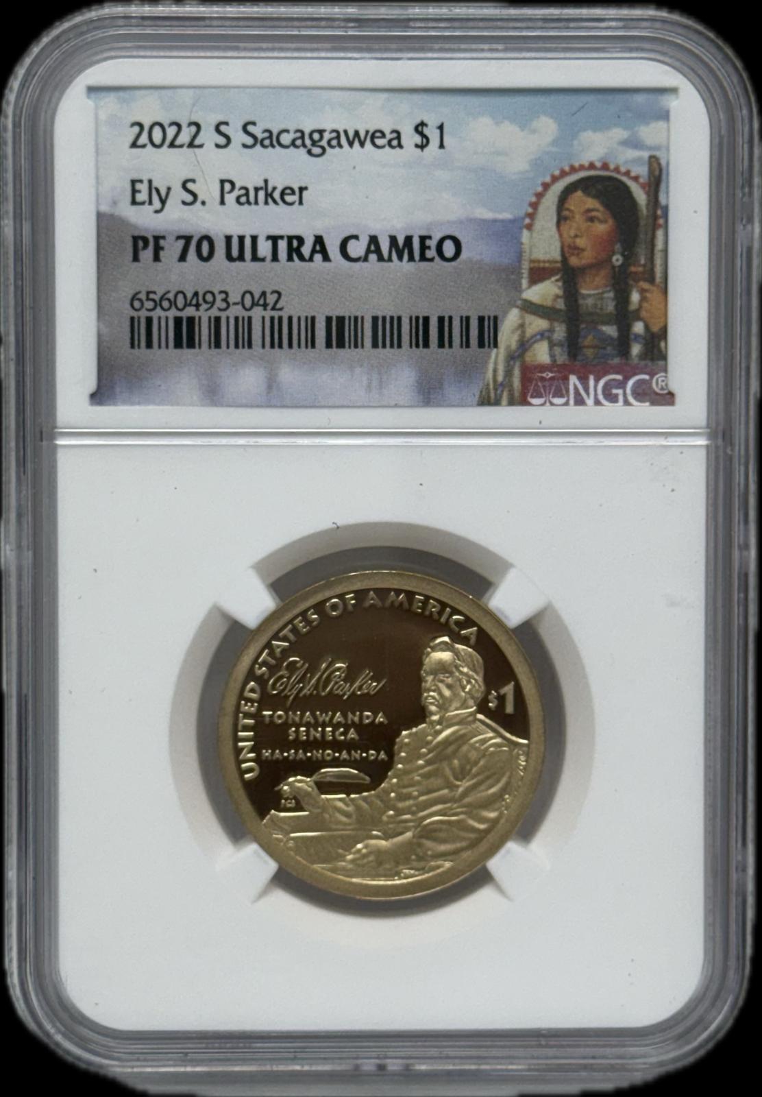 2022-S Sacagawea $1 Ely S. Parker PF70 ULTRA CAMEO