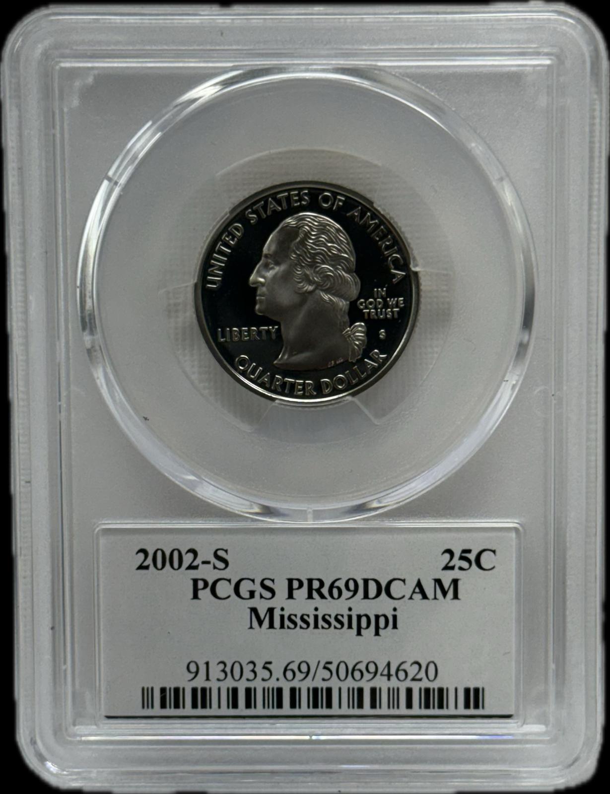 2002-S 25C PCGS PR69 DCAM Mississippi