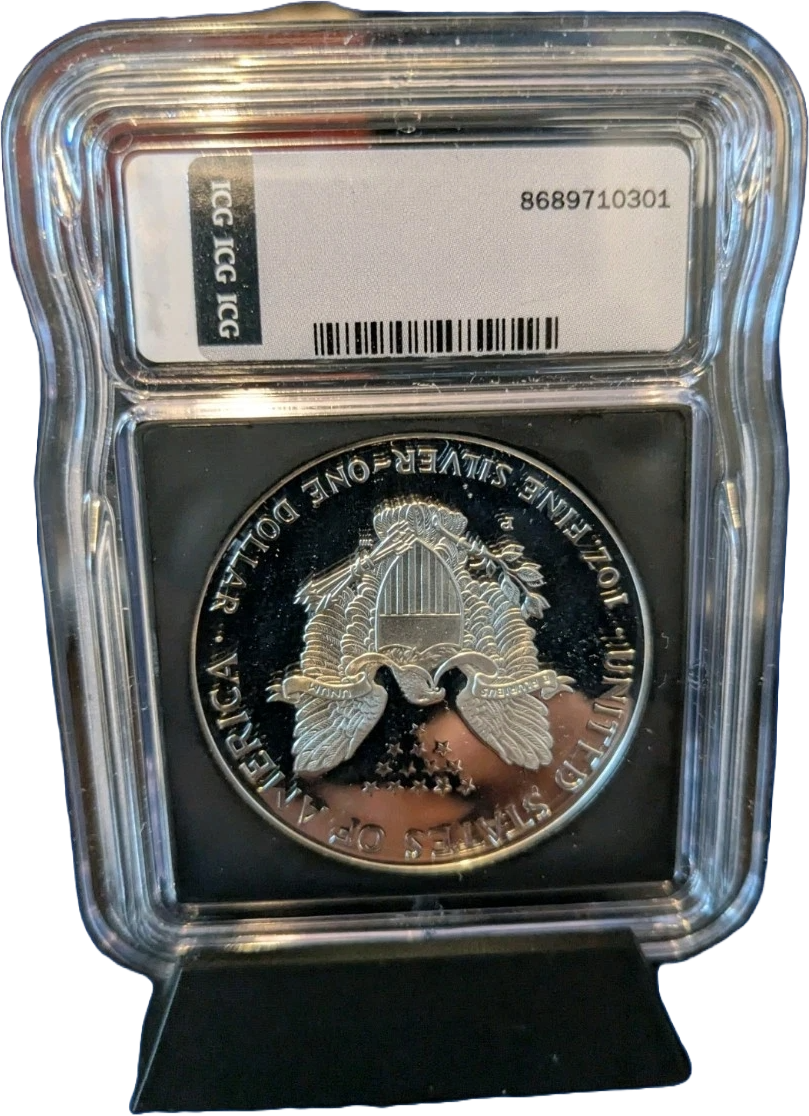 2000 P Proof Silver Eagle Austin Hutto Signed Black Label
