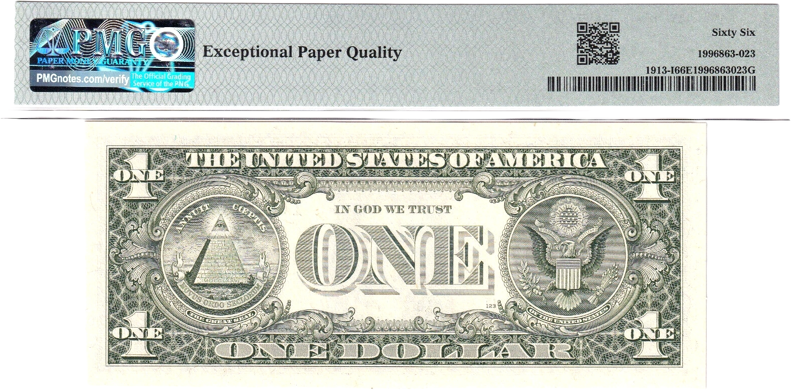 1985 $1 FRN PMG 66EPQ Fancy 0/6 BINARY RADAR REPEATER Serial #I06600660B