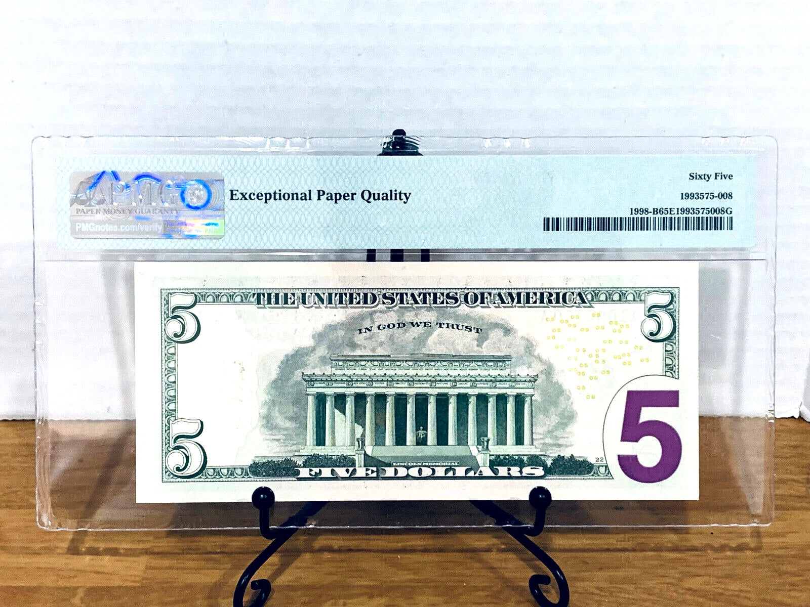 Superb Crisp 2107-A $5 FRN PMG 65EPQ Fancy TRUE 0/1 BINARY Serial #PB11000100A