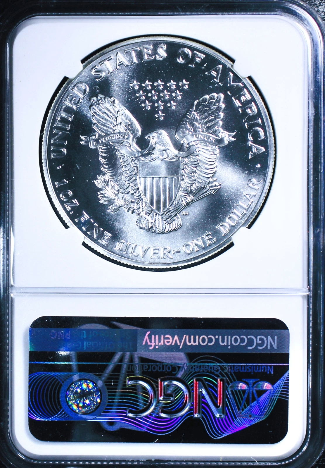 1990 American Silver Eagle - Mint Error Obverse Struck Through - NGC MS-69